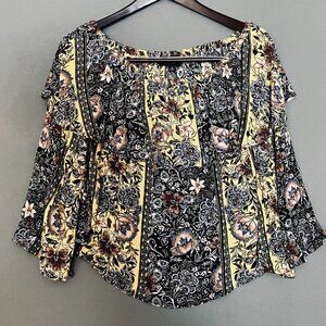 Shyanne Yellow Black Boho off the Shoulders Large